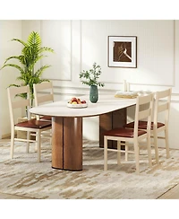 Costway Wooden dining chair with rubber wood frame padded seat for kitchen