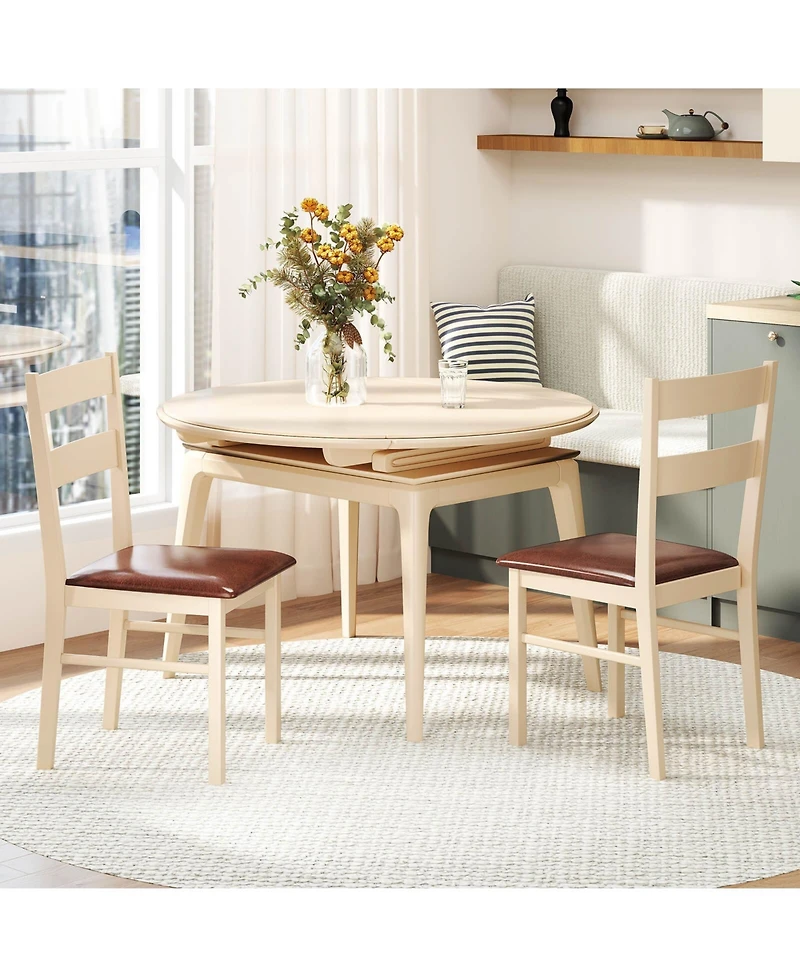 Costway Wooden dining chair with rubber wood frame padded seat for kitchen