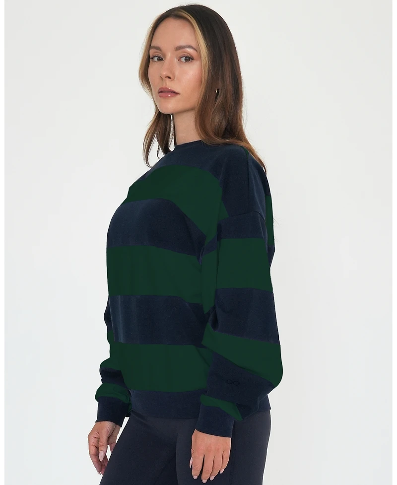 Rebody Active Women's Rugby Stripe Relaxed Sweatshirt