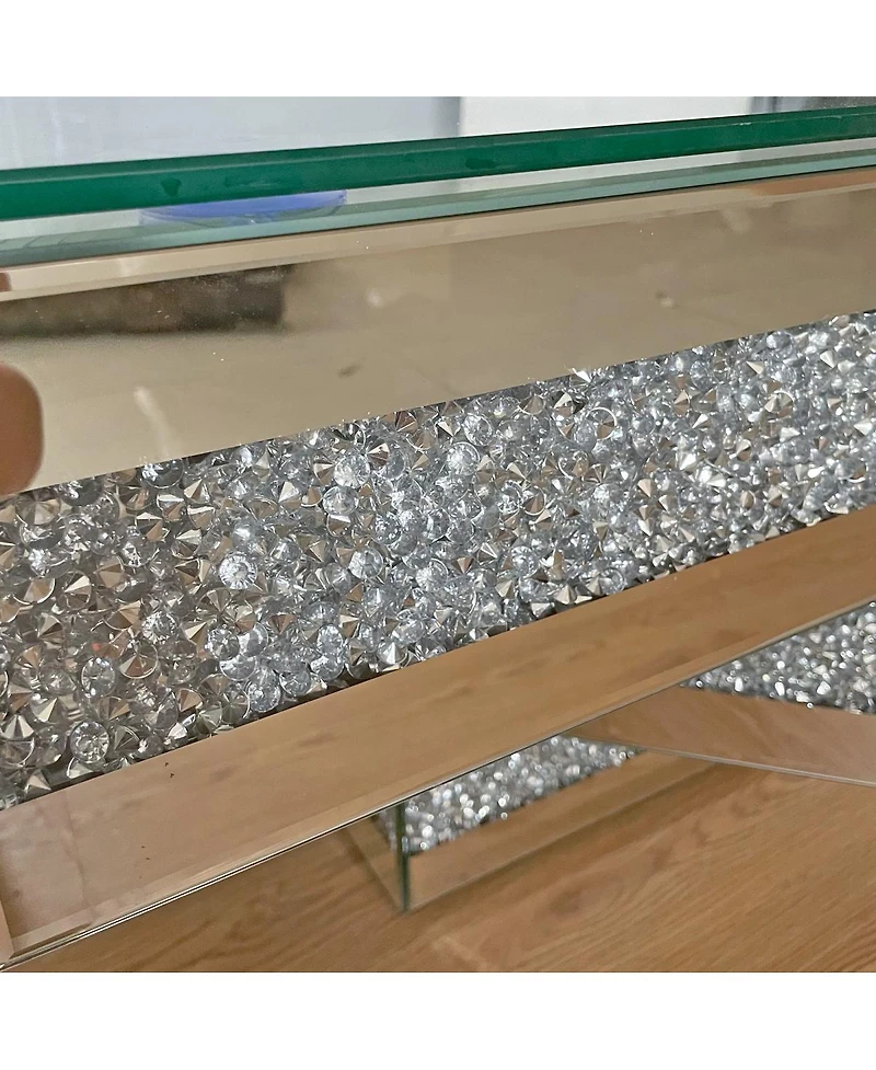 Streamdale Furniture Modern Glam Mirrored Coffee Table with Acrylic