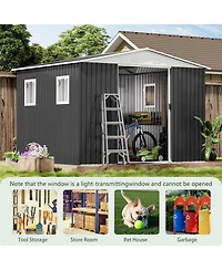 Mondawe 10FTx8FT Metal Anti-Corrosion Utility Tool House with Lockable Door, Windows