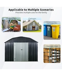 Mondawe 10 ft x 12 ft Steel Outdoor Storage Shed with Arch Roof with Lockable Doors