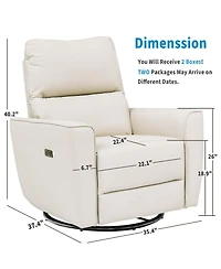 gaomon Power Recliner Chair Swivel Rocking Glider Pu Leather Upholstered Nursery