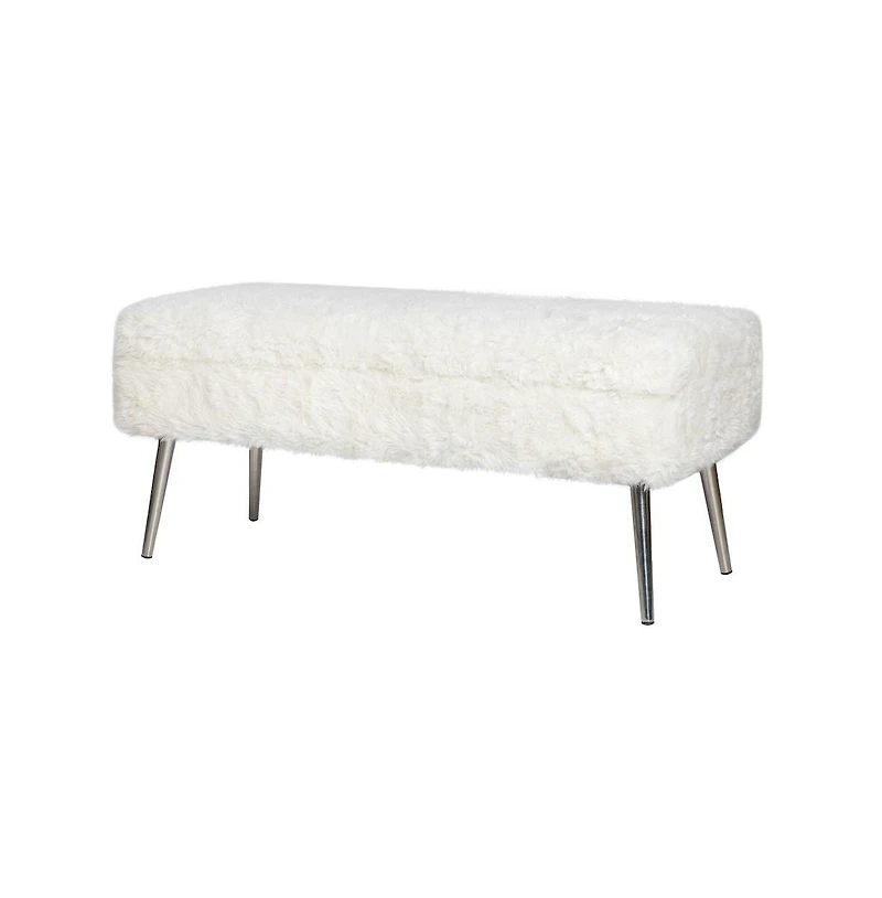 Jofran Huggy Luxury Plush Faux Fur Upholstered Storage Bench