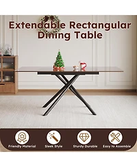 Streamdale Furniture Modern Expandable Dining Table with Retractable Leaf, Glass Top (7-59 chars)