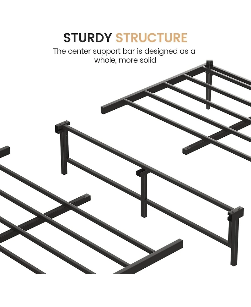 gaomon Bed Frame with Wooden Headboard and Footboard Metal Full Size Bed Frame No Box Spring Needed Easy to Assemble Noise Free Walnut - Queen