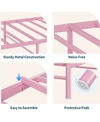 gaomon Metal Bed Frame, Frames for Girls, Platform with Heart-Shaped Design Headboard&Footboard, Heavy-Duty - Twin