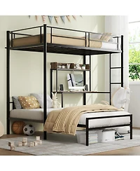 Streamdale Furniture Twin Over Twin Bunk Bed with Desk, Charging Station & Storage