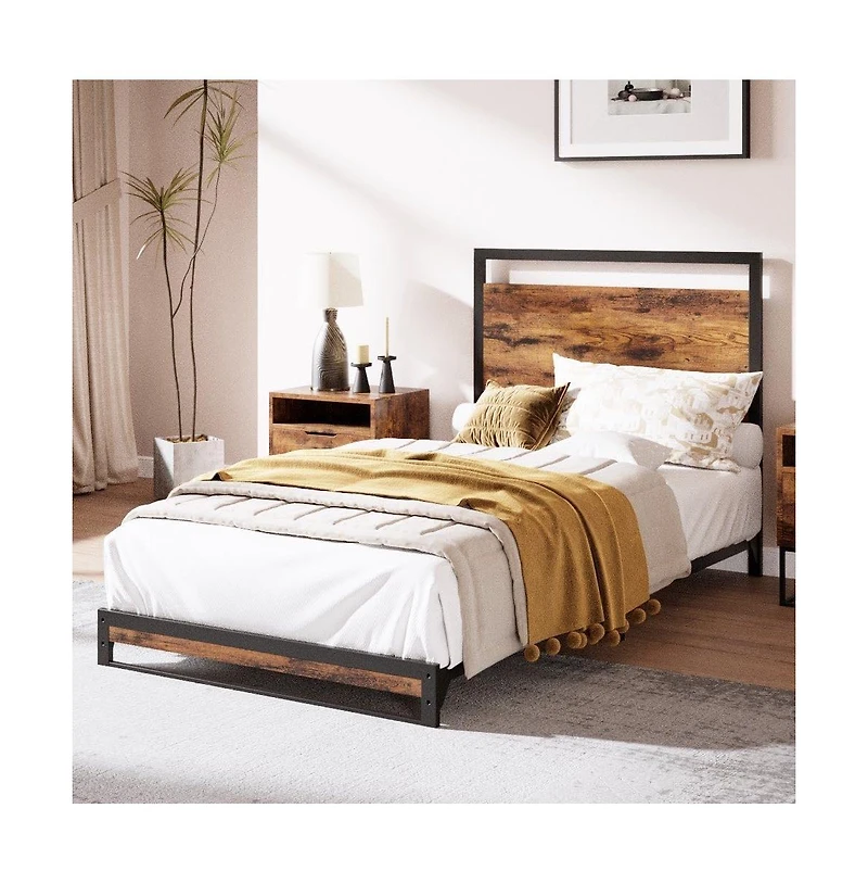 Gaomon Bed Frame with Wood Headboard and Footboard, with Under Bed Storage, No Box Spring Needed, Easy Assembly