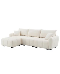 Streamdale Furniture 110" Modular Sectional Sofa, L-Shape, Extra-Large Seat, Movable Ottoman, Boucle Fabric