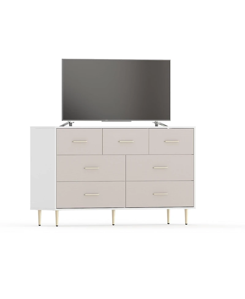 gaomon 7-Drawer Dresser, Modern Storage Chest with Gold Metal Handles