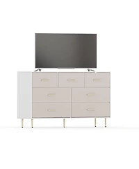 gaomon 7-Drawer Dresser, Modern Storage Chest with Gold Metal Handles