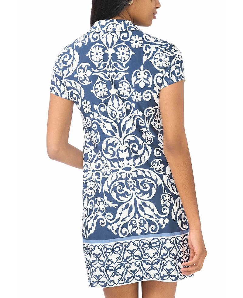 Msk Women's Cap-Sleeve O-Zip Swing Dress