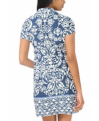 Msk Women's Cap-Sleeve O-Zip Swing Dress