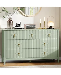 gaomon 54" Wide Fluted Dresser, 7 Drawer Modern Wood Storage Chest for Bedroom