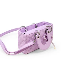 Zomi Gems Girls Quilted Rectangle Bow Charm Handbag, Purple
