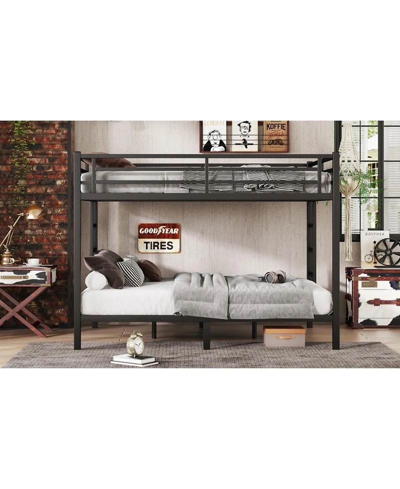 Streamdale Furniture Metal Queen/Queen Bunk Bed - Space-Saving, Noise-Reduced
