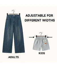 BP4U 12-Pack Metal Pants Hangers with Adjustable Clips, Premium Beech Wood Skirt Bottom for Trousers, Jeans, Shorts, Socks