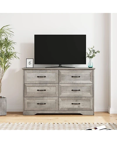 gaomon Modern 6-Drawer Dresser for Bedroom, Wide Chest of Drawers Storage Organizer