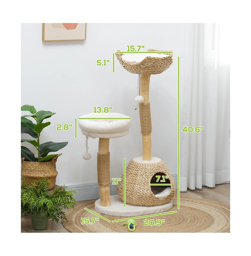 Zeus & Ruta Cat Tree Cat Tree for Indoor Cats with Wooden Cat Scratching Posts