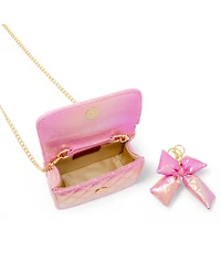 Zomi Gems Shiny Quilted Fluffy Bow Handbag, Hot Pink