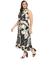 London Times Plus Collared Button-Down Dress