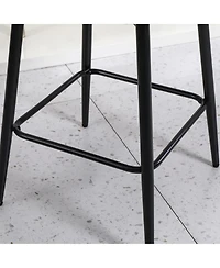 Streamdale Furniture Blue Linen Counter Height Swivel Barstools (Set of 2), Upholstered with Metal Legs