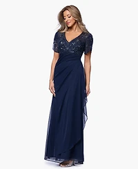 Xscape Women's Long Beaded V-Neck Ball Gown