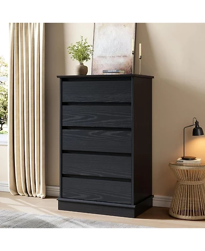 gaomon 5-Drawer Tall Dresser for Bedroom, Wooden Chest of Drawers with Deep Storage for Living Room