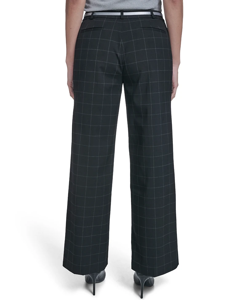 Calvin Klein Women's Windowpane Wide-Leg Pants