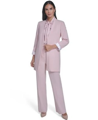 Calvin Klein Womens Open Front Topper Jacket Sleeveless Tie Neck Blouse Modern Fit Straight Pants