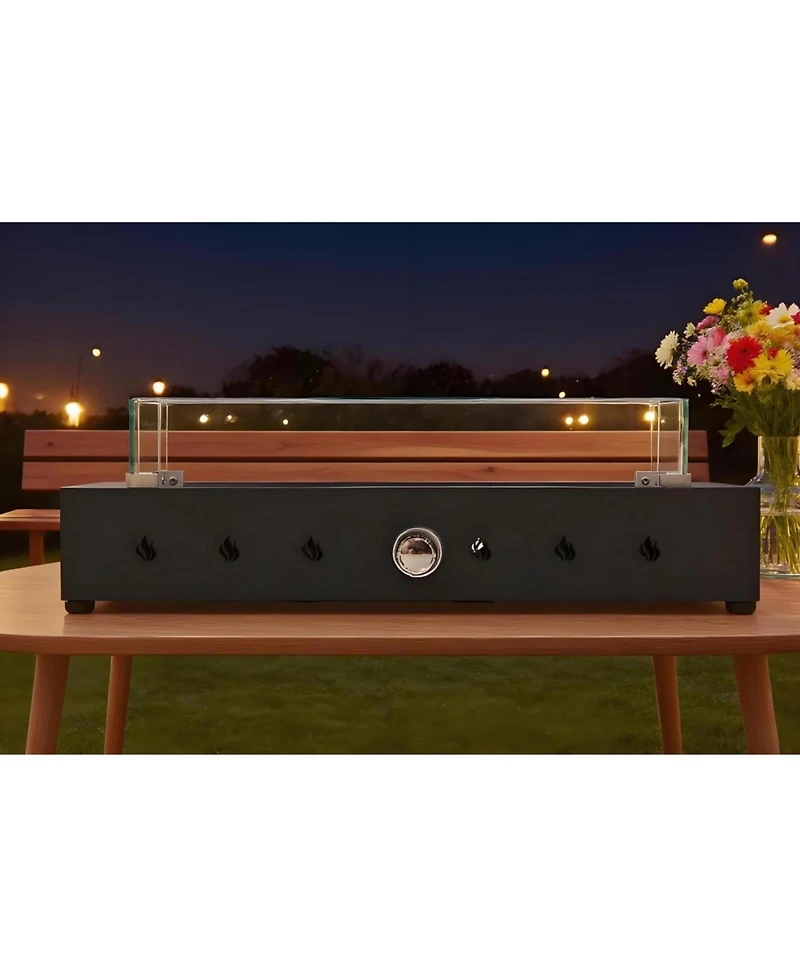 Streamdale Furniture 28-Inch Rectangle Fire Pit, 40000BTU Outdoor Propane, Wind-Resistant, Durable Iron