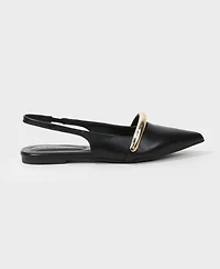 Berness Women's Reina Slingback Flats with Gold-Tone Bar Detail