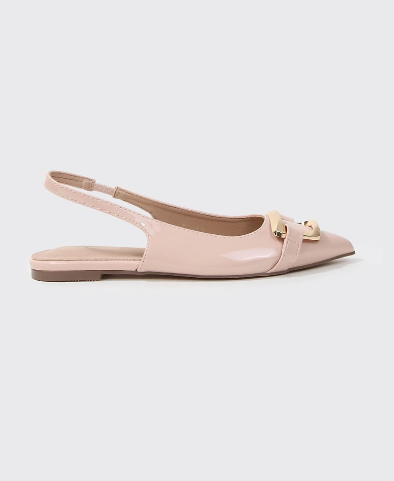 Berness Women's Caeli Slingback Flats with Gold Tone Buckle