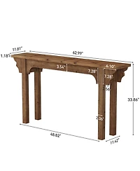 Tribesigns 63" Solid Wood Entryway Table, Mid-Century Modern Console Table for Living Room, Entrance, Hallway, Foyer