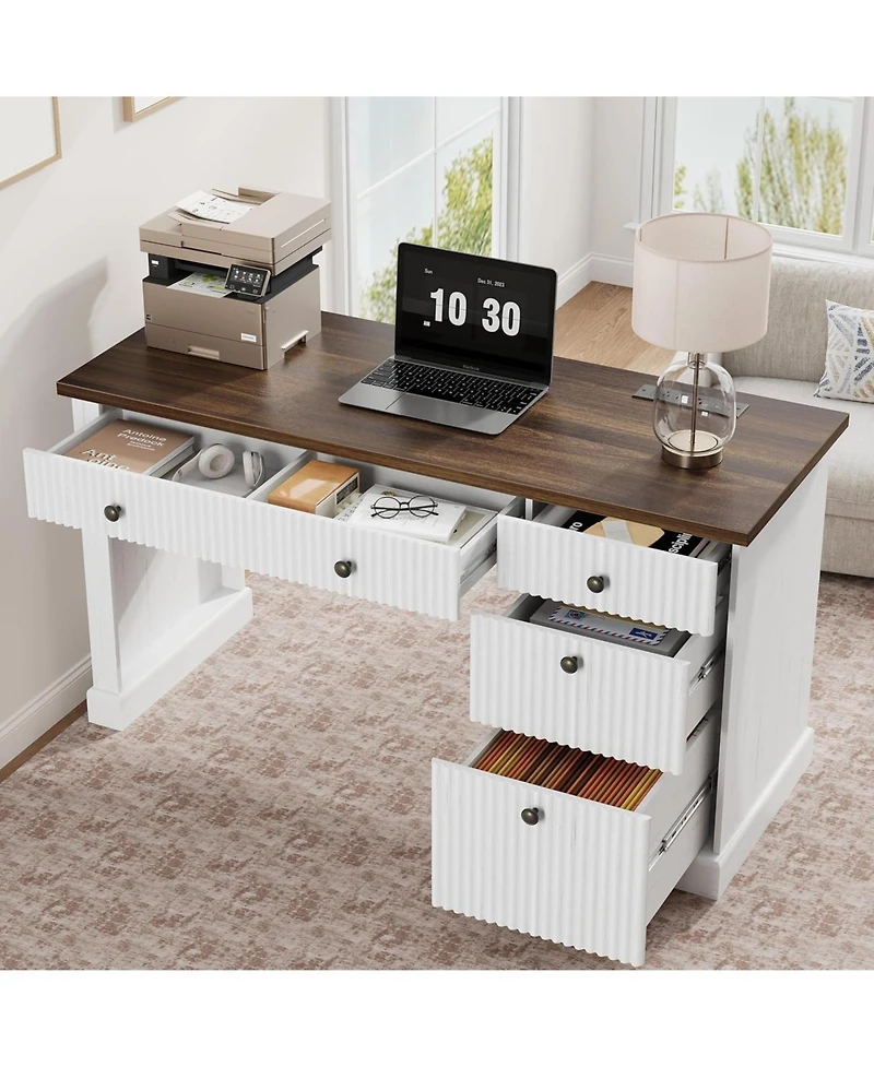 gaomon 54" Fluted Executive Desk with Charging Station