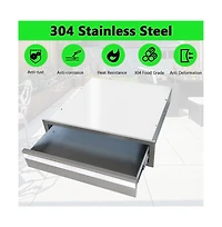 gaomon 24" Outdoor Kitchen Drawers, Stainless Steel Single-Layer Flush Mount Bbq Drawers for Grill Station, Silver