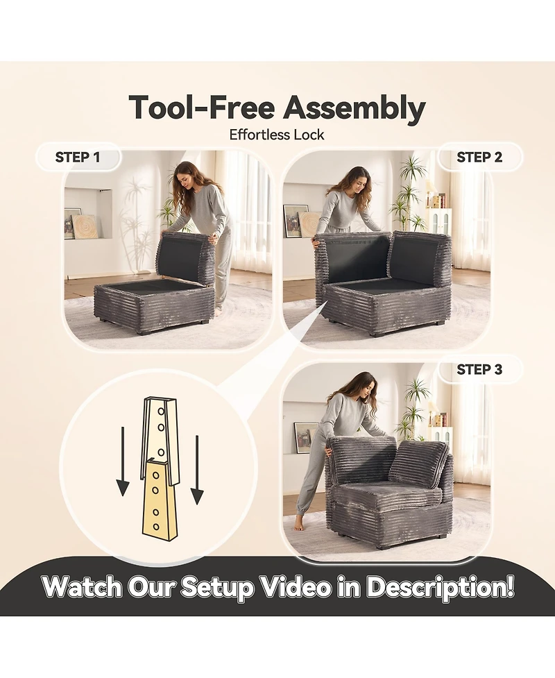 Xizzi 128''×96'' Modular Sectional Sofa , 8-Piece U-Shaped Deep Seat Cloud Couch with Chaise Ottoman