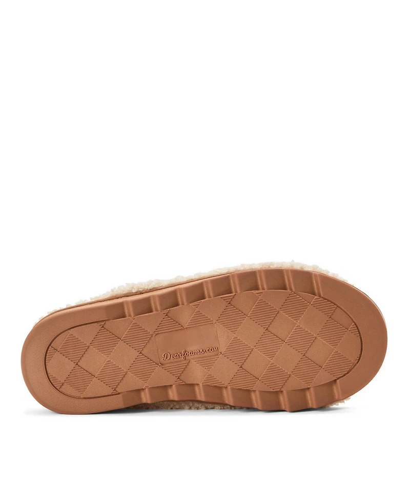 Dearfoams Women's Regina Teddy Double Band Slide Slipper