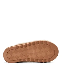 Dearfoams Women's Regina Teddy Double Band Slide Slipper