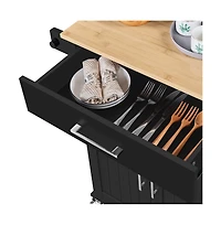 Yaheetech 35" H Rolling Kitchen Island Cart with Spice Rack