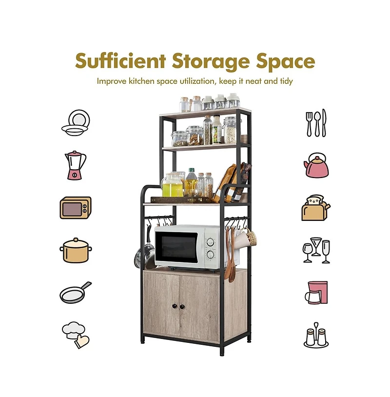 Yaheetech Metal Multilayered Gray Microwave Stand