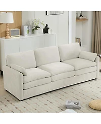 Streamdale Furniture Gray 89" Cozy Upholstered 3-Seater Oversized Comfy Cloud Sofa with Plush Double Cushions.