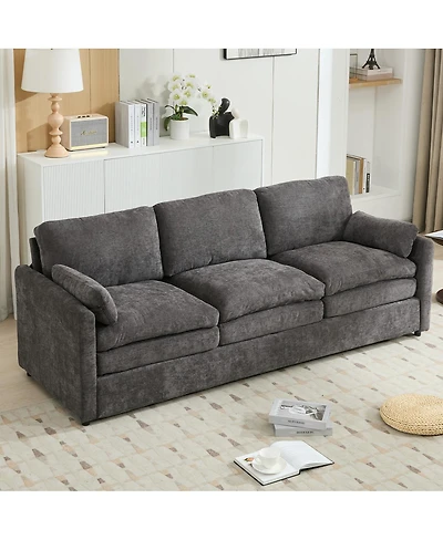 Streamdale Furniture Gray 89" Cozy Upholstered 3-Seater Oversized Comfy Cloud Sofa with Plush Double Cushions.