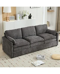 Streamdale Furniture Gray 89" Cozy Upholstered 3-Seater Oversized Comfy Cloud Sofa with Plush Double Cushions.
