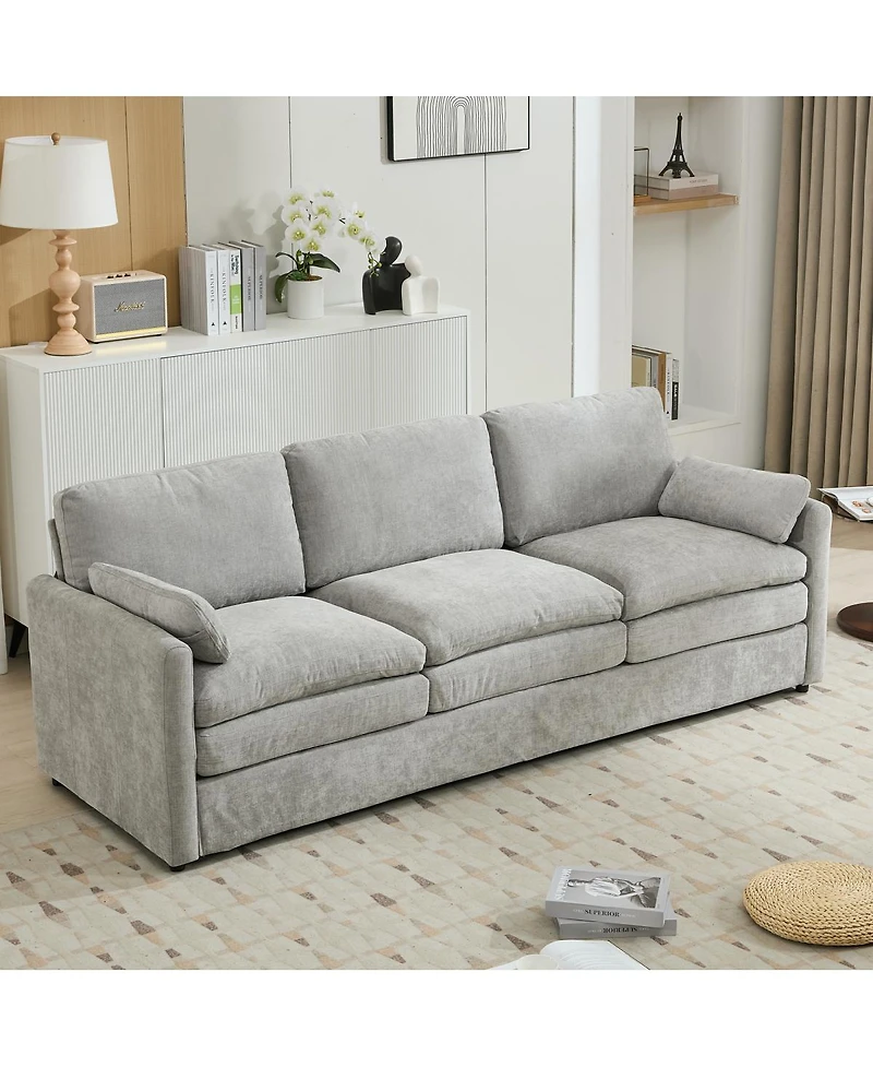 Streamdale Furniture Streamdale Light Gray 89" Cozy Upholstered 3-Seater Sofa with Plush Double Cushions