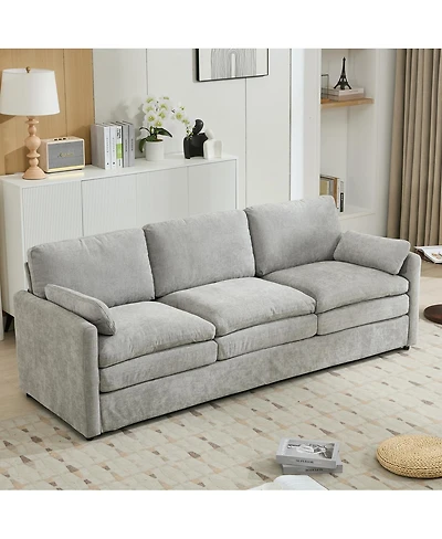 Streamdale Furniture Streamdale Light Gray 89" Cozy Upholstered 3-Seater Sofa with Plush Double Cushions