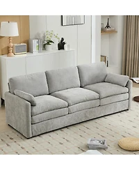 Streamdale Furniture Streamdale Light Gray 89" Cozy Upholstered 3-Seater Sofa with Plush Double Cushions