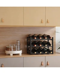 Yigii Bamboo Wine Rack for 12 Bottles - Sturdy, Fresh, Space-saving