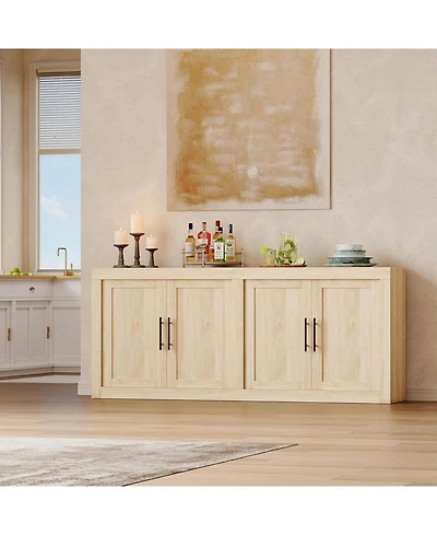 gaomon 70.8" Sideboard Buffet Cabinet with 4 Doors, Farmhouse Modern Coffee Bar Credenza
